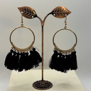 Black Bohemian Fringed Tassel Earrings